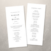 Elegant minimalistisch zwart-withuwelijk programmakaart