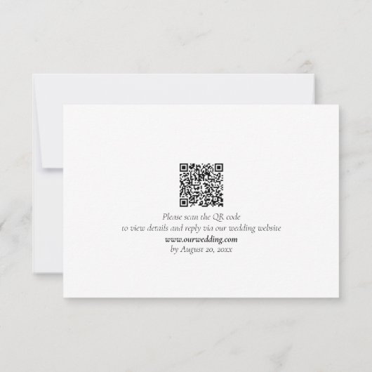 Elegant minimalistisch zwart-withuwelijk RSVP kaartje (Achterkant)