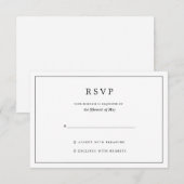 Elegant minimalistisch zwart-withuwelijk RSVP kaartje (Voorkant / Achterkant)