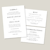 Elegant minimalistisch zwart-withuwelijk RSVP kaartje