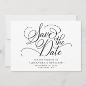 Elegant minimalistisch zwart-withuwelijk save the date (Voorkant)