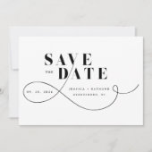 Elegant minimalistisch zwart-withuwelijk save the date (Voorkant)