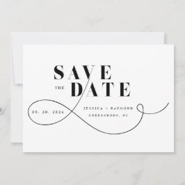 Elegant minimalistisch zwart-withuwelijk save the date