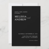 Elegant minimalistisch zwart-withuwelijk save the date (Voorkant)
