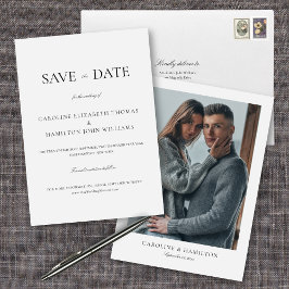 Elegant minimalistisch zwart-withuwelijk save the date