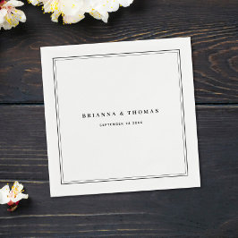 Elegant minimalistisch zwart-withuwelijk servet