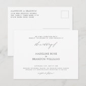 Elegant minimalistisch zwart-withuwelijk uitnodiging briefkaart (Voorkant / Achterkant)