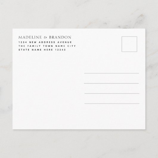 Elegant minimalistisch zwart-withuwelijk uitnodiging briefkaart (Achterkant)
