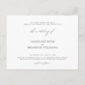 Elegant minimalistisch zwart-withuwelijk uitnodiging briefkaart (Voorkant)