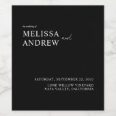 Elegant minimalistisch zwart-withuwelijk wijn etiket (Enkel label)