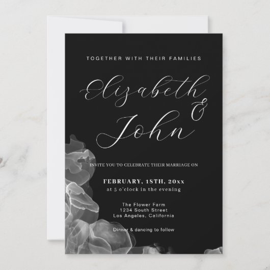 Elegant minimalistisch zwart-witinkthuwelijk kaart (Voorkant)