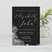 Elegant minimalistisch zwart-witinkthuwelijk kaart (Staand voorkant)