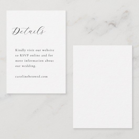 Elegant minimalistisch zwart-witkalligrafie bruilo informatiekaartje (Voorkant / Achterkant)