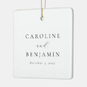 Elegant minimalistisch zwart-witkalligrafie bruilo keramisch ornament (Links)