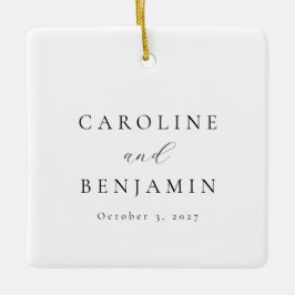 Elegant minimalistisch zwart-witkalligrafie bruilo keramisch ornament