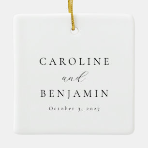 Elegant minimalistisch zwart-witkalligrafie bruilo keramisch ornament