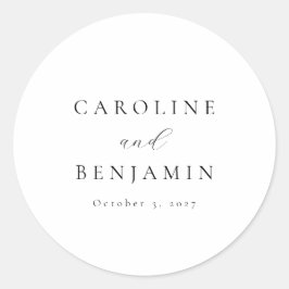 Elegant minimalistisch zwart-witkalligrafie bruilo ronde sticker