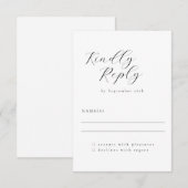 Elegant minimalistisch zwart-witkalligrafie bruilo RSVP kaartje (Voorkant / Achterkant)