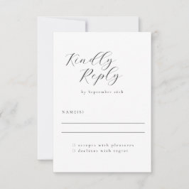 Elegant minimalistisch zwart-witkalligrafie bruilo RSVP kaartje