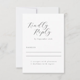 Elegant minimalistisch zwart-witkalligrafie bruilo RSVP kaartje