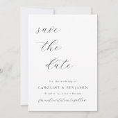 Elegant minimalistisch zwart-witkalligrafie bruilo save the date (Voorkant)