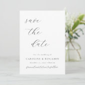 Elegant minimalistisch zwart-witkalligrafie bruilo save the date (Staand voorkant)