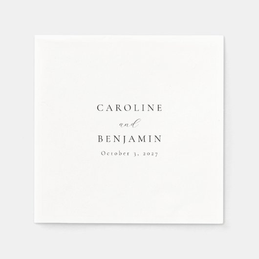 Elegant minimalistisch zwart-witkalligrafie bruilo servet (Voorkant)