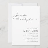 Elegant minimalistisch zwart-witscript huwelijk kaart (Voorkant)