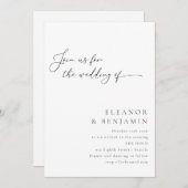 Elegant minimalistisch zwart-witscript huwelijk kaart (Voorkant / Achterkant)