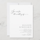 Elegant minimalistisch zwart witscript huwelijk kaart (Voorkant)