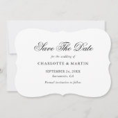 Elegant minimalistisch zwart-witscript huwelijk save the date (Voorkant)