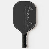 Elegant minimalistisch zwart witscript naam pickleball paddle (Achterkant)