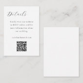 Elegant minimalistisch zwart witscript QR Weddensc Informatiekaartje (Voorkant / Achterkant)