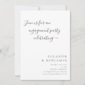 Elegant minimalistisch zwart witscript Verloving Kaart (Voorkant)