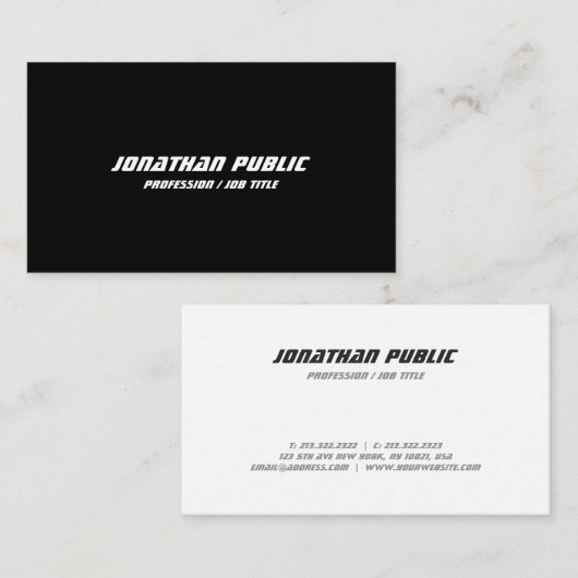 Elegant minimalistisch zwart-witte Sjabloon BW Mod Visitekaartje (Voorkant / Achterkant)
