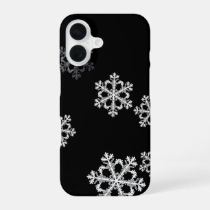 Elegant Minimalistisch Zwart Witte Sneeuwvlok Patr iPhone 16 Hoesje