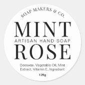 Elegant minimalistisch zwart-witte zeep Bar, verpa Ronde Sticker (Voorkant)