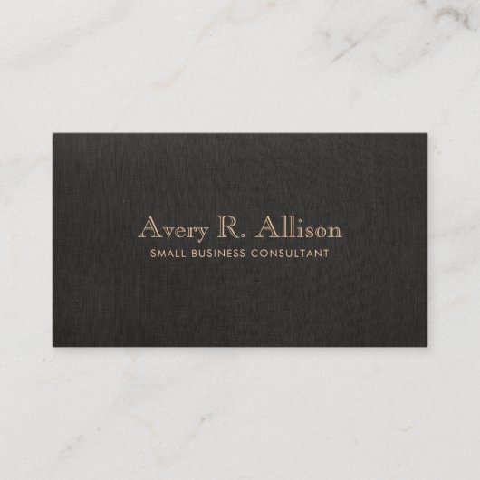 Elegant minimalistisch zwarte linen look Professio Visitekaartje (Voorkant)