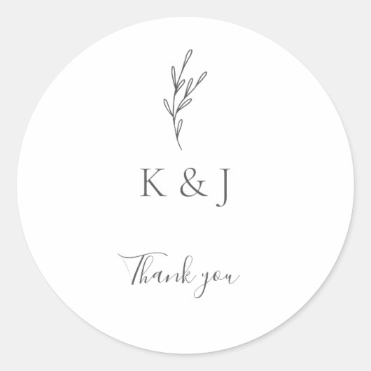 Elegant minimalistische bruiloft Dank u Monogram C Ronde Sticker (Voorkant)