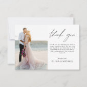 Elegant minimalistische bruiloft Foto Bedankkaart (Voorkant)