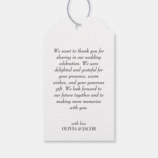 Elegant minimalistische bruiloft Hartelijk dank Cadeaulabel (Achterkant)