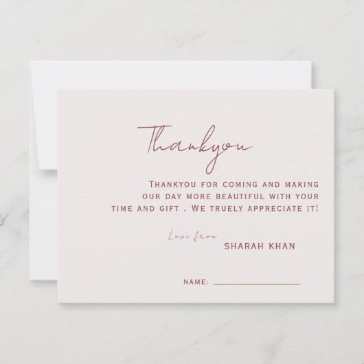 Elegant minimalistische bruiloft Hartelijk dank Kaart (Voorkant)