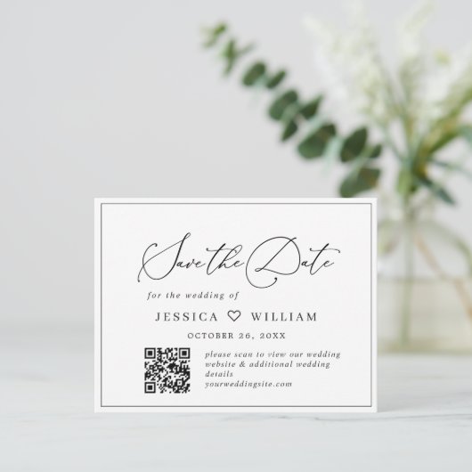 Elegant minimalistische bruiloft Sparen de Code va Briefkaart (Staand voorkant)