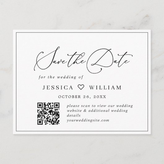 Elegant minimalistische bruiloft Sparen de Code va Briefkaart (Voorkant)