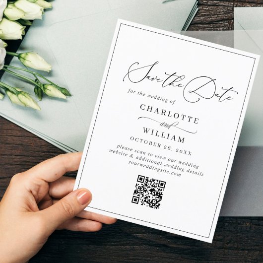 Elegant minimalistische bruiloft Sparen de Code va Briefkaart