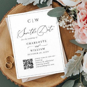 Elegant minimalistische bruiloft Sparen de Code va Briefkaart