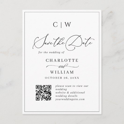 Elegant minimalistische bruiloft Sparen de Code va Briefkaart (Voorkant)