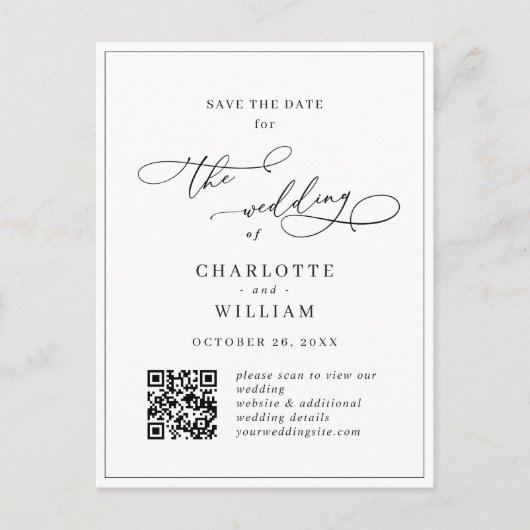 Elegant minimalistische bruiloft Sparen de Code va Briefkaart (Voorkant)