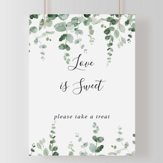 Elegant-minimalistische eucalyptus Love is zoet ge Poster