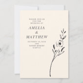 Elegant-minimalistische Floral-tekening op het huw Kaart (Voorkant)